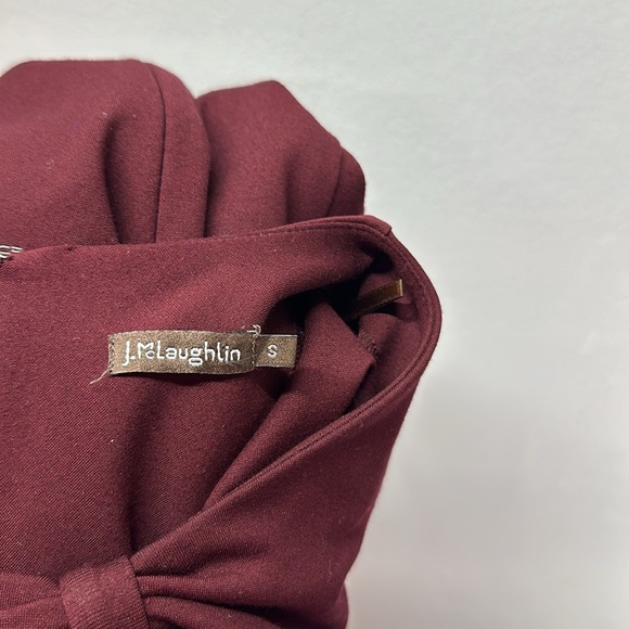 J McLaughlin Isabel Dress A-Line Sheath Midi Knot Bow Burgundy Red Size S Small - Picture 10 of 10